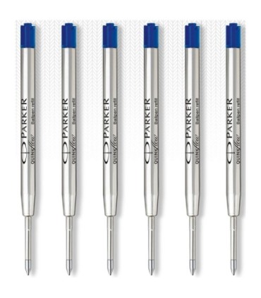 PARKER 6 Quinkflow Kugelschreiberminen, mittlere Spitze, blau, Blisterverpackung