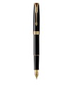 PARKER Sonnet Fountain Pen, Black lacquer, Gold Trims, Fine nib - Gift Boxed