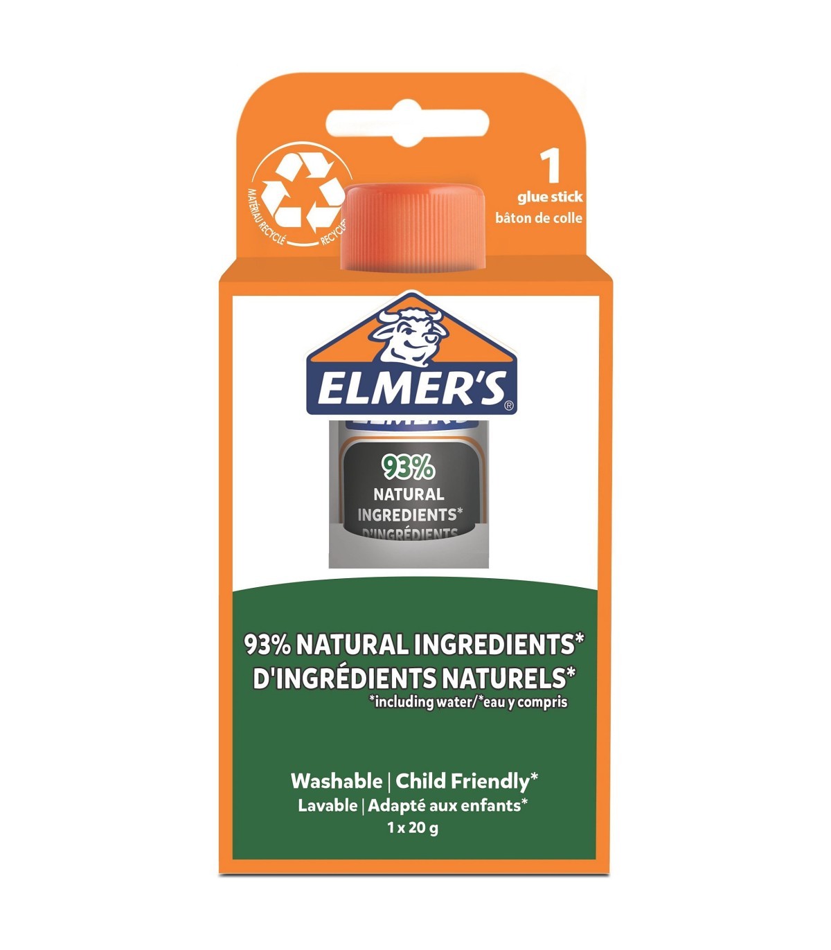 Elmer's stic bâton de colle pure, 93 % d'ingrédients naturels, Idéal pour  les écoles et le bricolage, 20g x 1