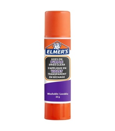 Elmer's stic bâton de colle violette, devient transparente en séchant, lavable et adaptée aux enfants, 22g x 1