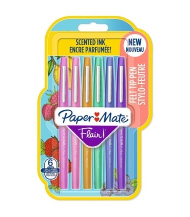 Paper Mate Flair Filzstifte mit Duft, verschiedene Sonntagsbrunch-Düfte und Farben, mittlere Spitze (0,7 mm), 6 Stück