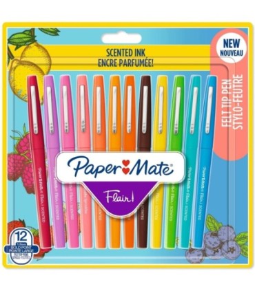 Paper Mate Flair Filzstifte mit Duft, verschiedene Sonntagsbrunch-Düfte und Farben, mittlere Spitze (0,7 mm), 12 Stück