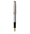PARKER Sonnet Fountain Pen, Stainless Steel, Gold Trims, Medium nib - Gift boxed