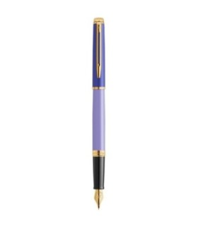 Waterman Hémisphère Fountain Pen | Metal & Purple Lacquer with Gold Coated Trim | Gold Coated Medium Nib | Gift Box