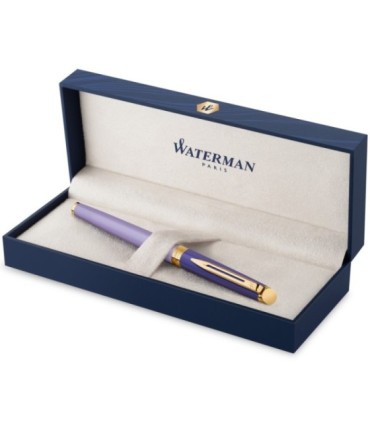 Stylo roller Waterman Hémisphère, laque violette, finition dorée, recharge noire pointe fine, coffret cadeau