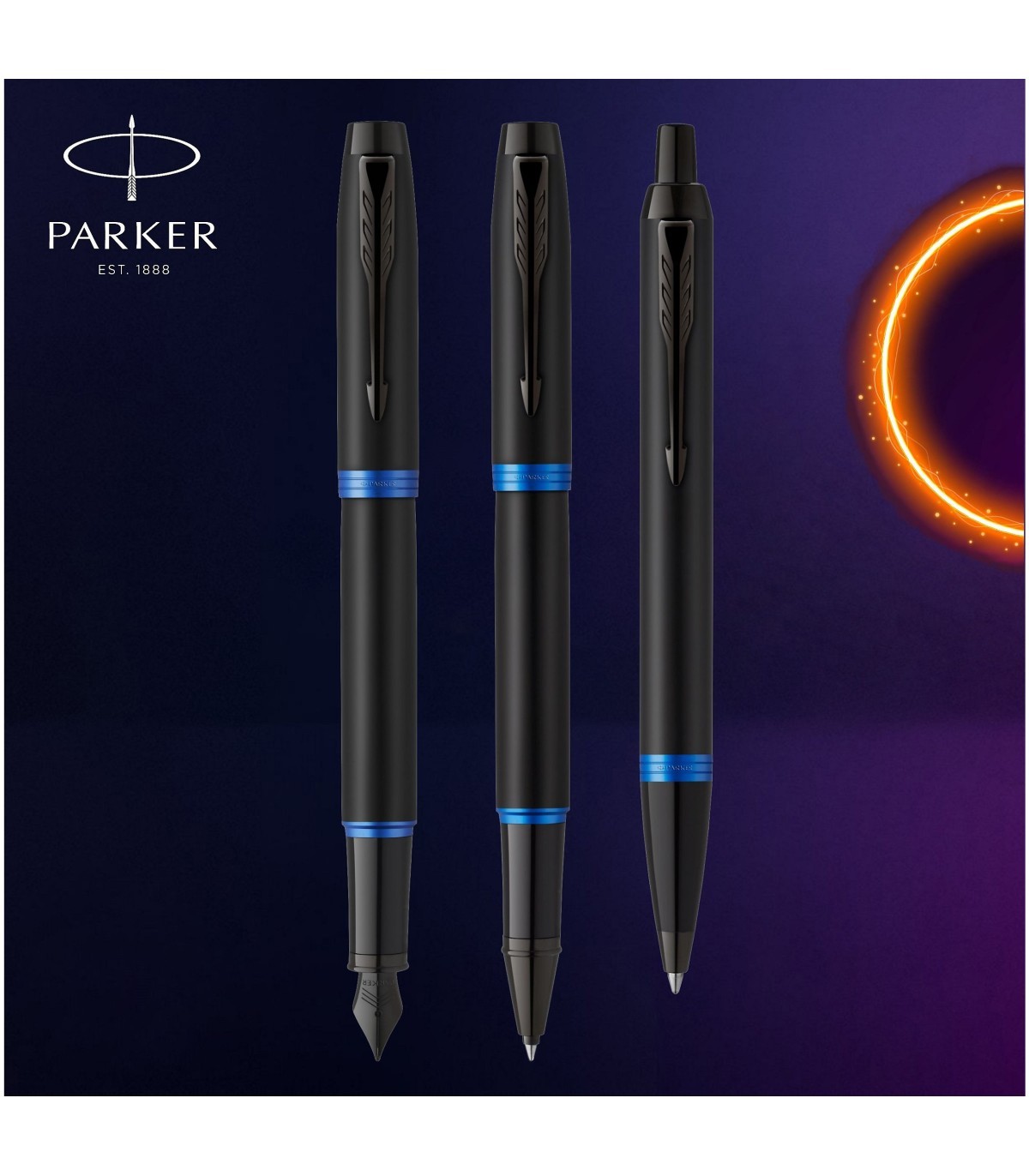 Stylo bille Parker - Sonnet Bleu Subtile - Noir - Pointe moyenne - Beaux  stylos