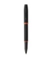 Parker IM Vibrant Rings  Rollerball Pen, Satin Black Lacquer with Flame Orange Accents, Fine Point with Black Ink Refill, Gift B