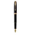 PARKER Sonnet Fountain Pen, Matte Black Lacquer, Gold Trims, Fine Nib - Gift Boxed