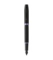 Parker IM Vibrant Rings Fountain Pen, Satin Black Lacquer with Amethyst Purple Accents, Fine Point with Blue Ink Refill, Gift Bo
