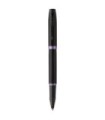 Parker IM Vibrant Rings Rollerball Pen, Satin Black Lacquer with Amethyst Purple Accents, Fine Point with Black Ink Refill, Gift
