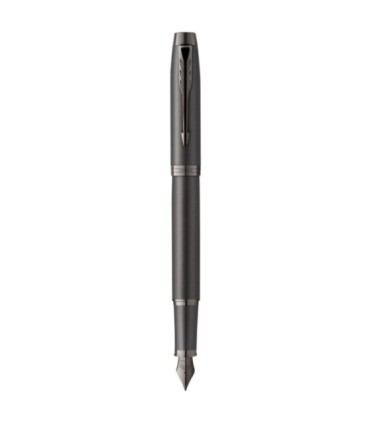 Parker IM Monochrome Füllfederhalter, Oberfläche und Zierteile in Dunkelgrau-Metallic, medium Feder, blaue Tinte, Geschenkbox