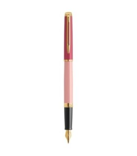 Waterman Hémisphère Fountain Pen | Metal & Pink Lacquer with Gold Coated Trim | Gold Coated Medium Nib | Gift Box