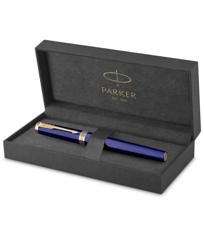 Stylo roller Parker Ingenuity | Core Collection | Bleu Finition or | Encre noire | Coffret cadeau