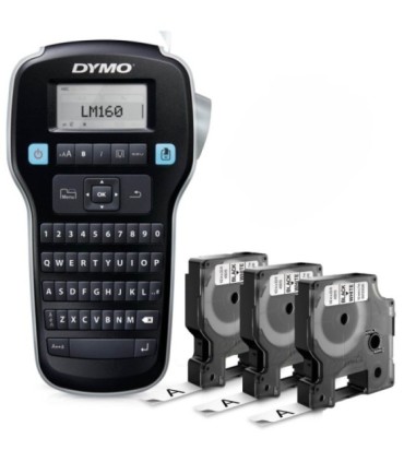 DYMO LabelManager 160 Etikettendrucker mit 3 Rollen D1-Etikettenband, Handheld-Etikettendrucker, QWERTY-Tastatur