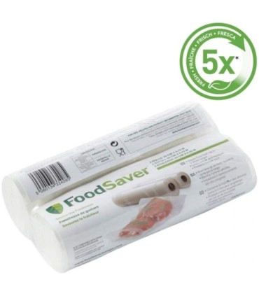 Foodsaver Lot de 2 rouleaux (20 cm X 6,7 m) compatibles avec tout appareil d’emballage sous vide FoodSaver, sans BPA