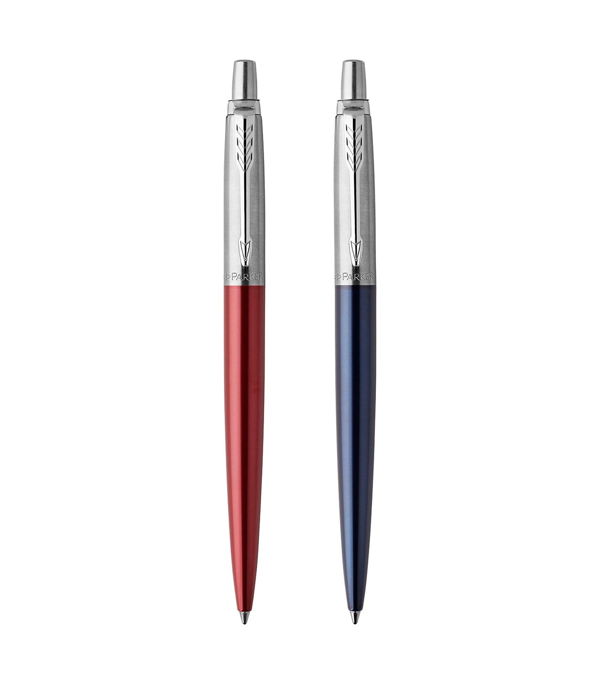 PARKER Jotter Duo : Stylo bille rouge Kensington, recharge bleue pointe  moyenne + Stylo bleu royal, recharge gel noire 0.7 mm