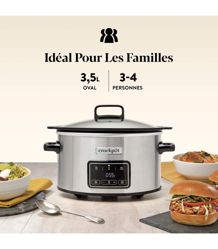 Crock-Pot Sizzle & Stew Digital Slow Cooker | 3.5 L (3-4 personnes) | Bol amovible à induction pour