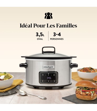 Crock-Pot Sizzle & Stew Digital Slow Cooker | 3.5 L (3-4 personnes) | Bol amovible à induction pour