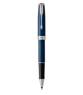 PARKER Sonnet stylo roller, Bleu Raffiné, attributs palladium, Recharge noire pointe fine – Coffret cadeau
