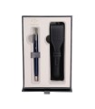 PARKER Sonnet Ballpoint Pen, Blue Lacquer, Palladium Trims, Medium Point, Black ink refill - Gift Set + black pen pouch