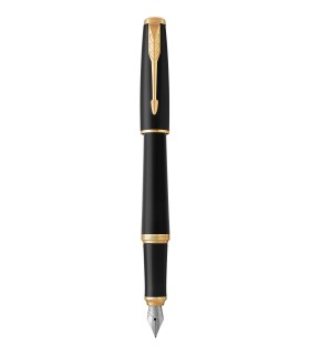 PARKER Urban Fountain Pen, Matte Black, Gold Trims, Fine Nib - Gift Boxed