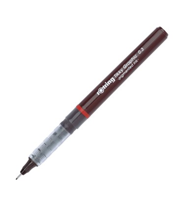 rOtring Tikky Graphic Fibre Tip Pen | 0.30 mm | Black Ink | Burgundy Barrels | Box of 12