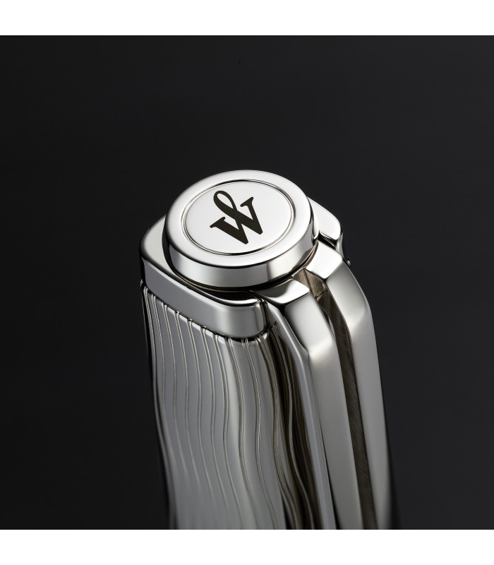 Waterman Exception Fountain Pen | Metal & Blue Lacquer with Palladium Trim and Etched cap | 18K Gold Fine Nib | Gift Box