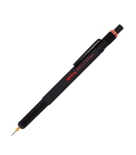 rOtring 800+ Mechanical Pencil and Touchscreen Stylus | Twist-to-Retract HB 0.5 mm Propelling Pencil | Black Metal Barrel
