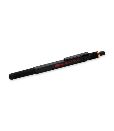 rOtring 800+ Mechanical Pencil and Touchscreen Stylus | Twist-to-Retract HB 0.5 mm Propelling Pencil | Black Metal Barrel