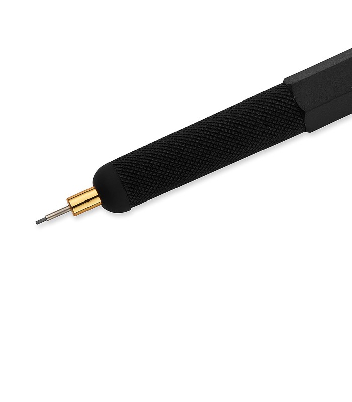 rOtring 800+ Mechanical Pencil and Touchscreen Stylus | Twist-to-Retract HB 0.5 mm Propelling Pencil | Black Metal Barrel