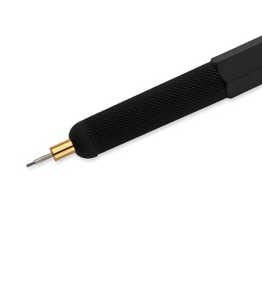 rOtring 800+ Mechanical Pencil and Touchscreen Stylus | Twist-to-Retract HB 0.5 mm Propelling Pencil | Black Metal Barrel