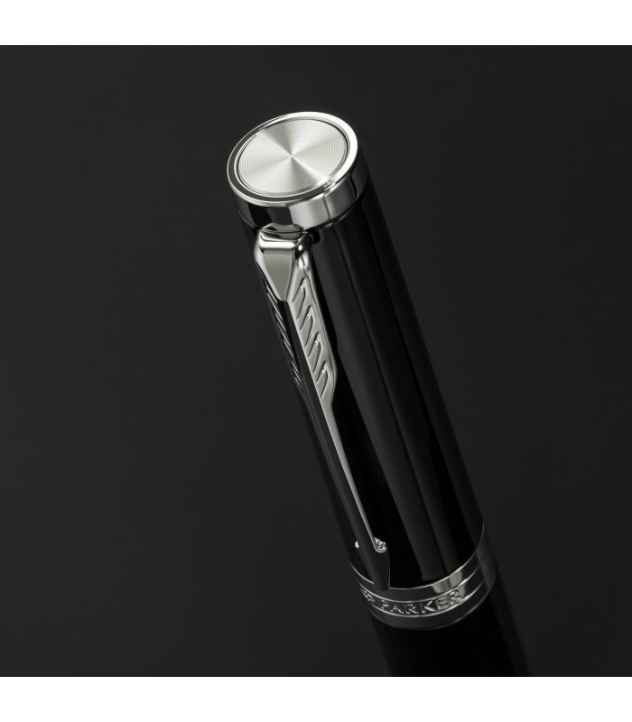 Parker Ingenuity Fountain Pen | Core Collection | Black with Chrome Trim | Medium Nib | Black Ink | Gift Box