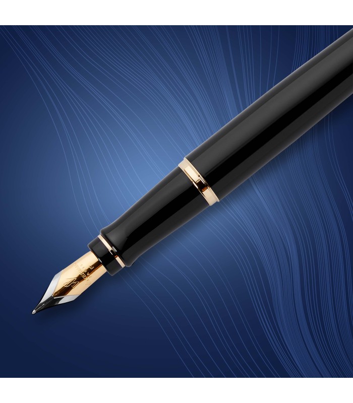 Waterman Expert Fountain Pen | Gloss Black with 23k Gold Trim | Fine Nib | Gift Box