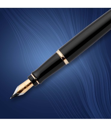 Waterman Expert Fountain Pen | Gloss Black with 23k Gold Trim | Fine Nib | Gift Box