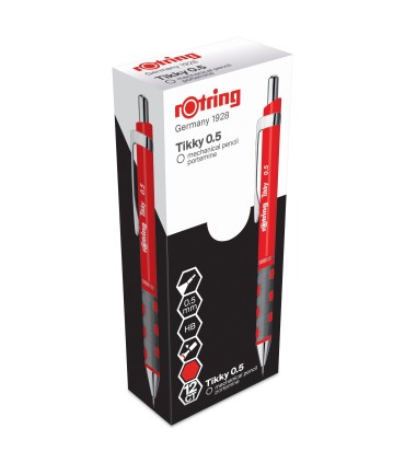 rOtring Tikky Colour-Coded Mechanical Pencils | 0.5 mm | Red Barrel | Box of 12