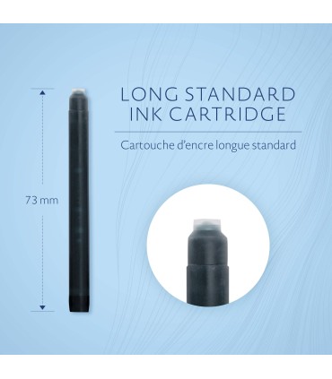Waterman Fountain Pen Refill Ink Cartridges | Long Standard | Intense Black | 8 Count