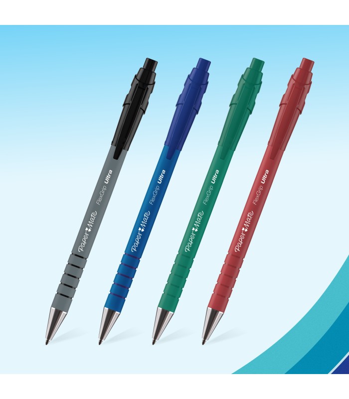 Paper Mate FlexGrip Ultra Retractable Ballpoint Pens | Medium Point (1.0mm) | Black | 5 Count