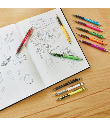 rOtring Tikky Colour-Coded Mechanical Pencil Set | 0.5 mm | with 12 Lead Refills & Eraser