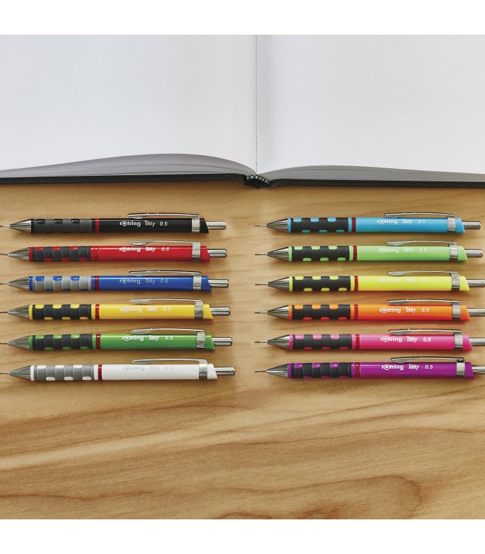 rOtring Tikky Colour-Coded Mechanical Pencil Set | 0.5 mm | with 12 Lead Refills & Eraser