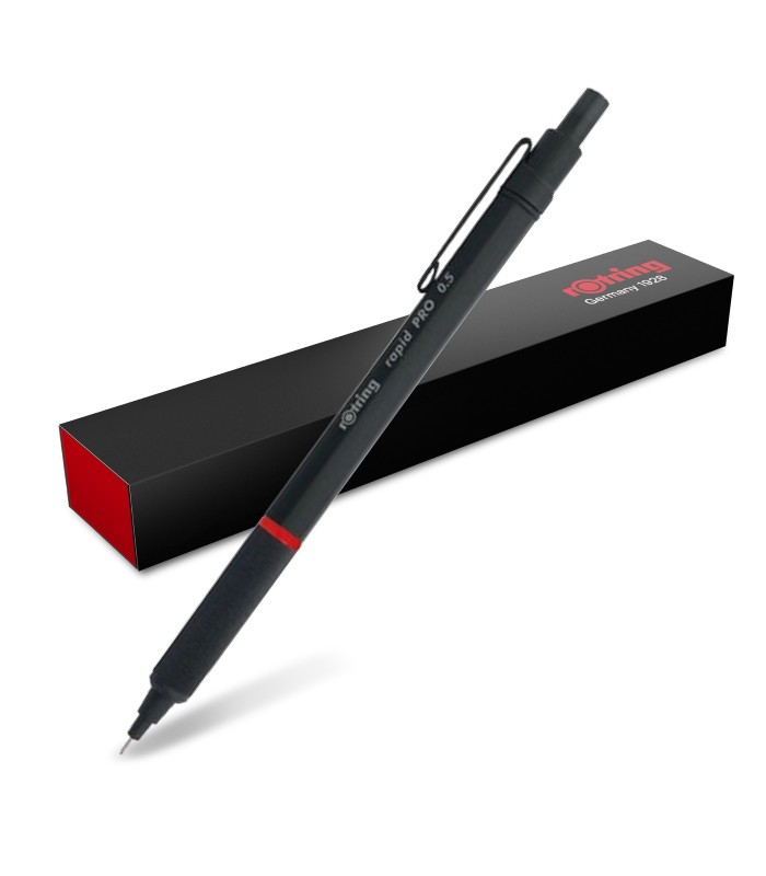 rOtring Rapid Pro Mechanical Pencil | HB 0.5 mm Lead Propelling Pencil | Reduced Lead Breakage | Matte Black Full-Metal Barrel