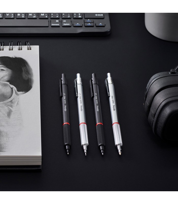 rOtring Rapid Pro Mechanical Pencil | HB 0.5 mm Lead Propelling Pencil | Reduced Lead Breakage | Matte Black Full-Metal Barrel