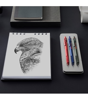 rOtring 600 Mechanical Pencil | 0.5 mm | Red All-Metal Body Propelling Pencil | Non-Slip Knurled Grip & Hexagonal Barrel