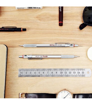 rOtring 600 Mechanical Pencil | 0.5 mm | Red All-Metal Body Propelling Pencil | Non-Slip Knurled Grip & Hexagonal Barrel