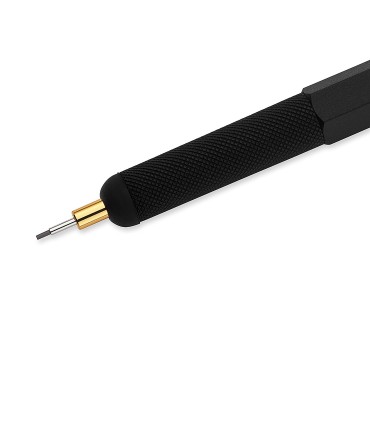 rOtring 800+ Mechanical Pencil and Touchscreen Stylus | Twist-to-Retract HB 0.7 mm Propelling Pencil | Black Metal Barrel