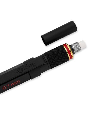 rOtring 800+ Mechanical Pencil and Touchscreen Stylus | Twist-to-Retract HB 0.7 mm Propelling Pencil | Black Metal Barrel