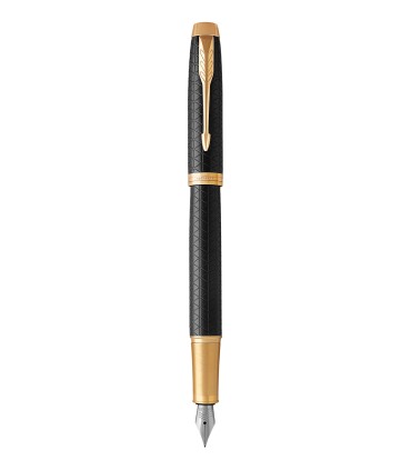 PARKER IM Premium - Fountain Pen, Black Lacquer, Gold trims, fine Nib - Giftbox