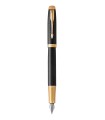 PARKER IM Premium - Fountain Pen, Black Lacquer, Gold trims, fine Nib - Giftbox
