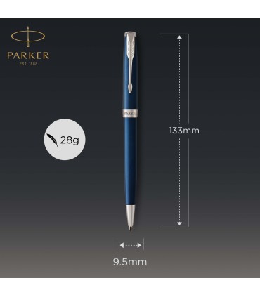 Parker Sonnet Ballpoint Pen | Blue Lacquer with Palladium Trim | Medium Point Black Ink | Gift Box