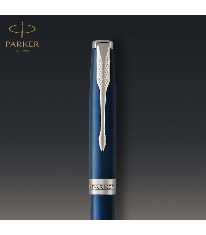 Parker Sonnet Ballpoint Pen | Blue Lacquer with Palladium Trim | Medium Point Black Ink | Gift Box