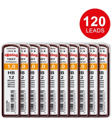 rOtring Tikky Mechanical Pencil Lead Refills, 1.0mm, HB, 10 Count (120 leads)